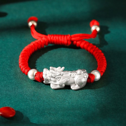 999 Silver PiXiu Wealth King Kong Knot Kids Bracelet 999 Silver PiXiu Wealth King Kong Knot Kids Bracelet