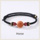 Natural Peach Wood Chinese Zodiac Cinnabar Wealth Bracelet