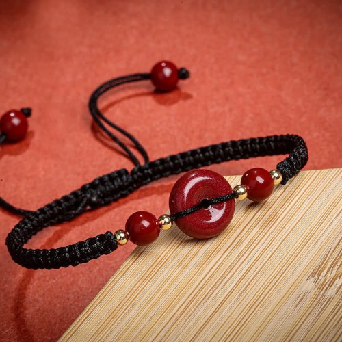Natural Cinnabar Peace Buckle Blessing Bracelet Natural Cinnabar Peace Buckle Blessing Bracelet