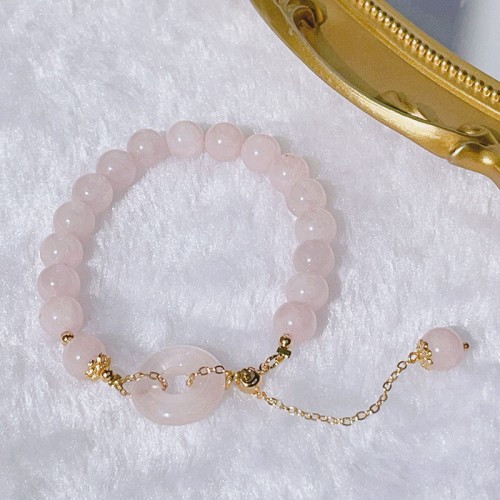 Natural Pink Crystal Peace Buckle Love Bracelet