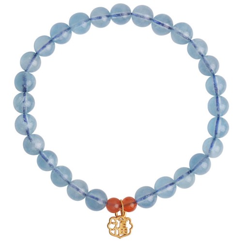 Aquamarine Red Agate Healing Charm Bracelet