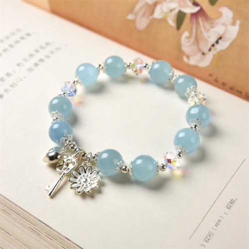 925 Silver Aquamarine Serenity Flower Bracelet 925 Silver Aquamarine Serenity Flower Bracelet