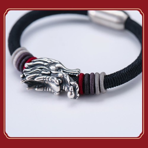 999 Sterling Silver Dragon Luck Braided Bracelet 999 Sterling Silver Dragon Luck Braided Bracelet