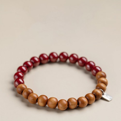 925 Sterling Silver Peach Wood Cinnabar Evil Spirit Bracelet 925 Sterling Silver Peach Wood Cinnabar Evil Spirit Bracelet