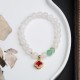 White Agate Red Agate Money Bag Fu Character Bracelet White Agate Red Agate Money Bag Fu Character Bracelet