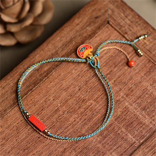 Handmade Cinnabar Blessing Braid Double Layer Bracelet Handmade Cinnabar Blessing Braid Double Layer Bracelet
