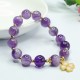 Amethyst Crystal Inner Peace Clover Charm Bracelet Amethyst Crystal Inner Peace Clover Charm Bracelet