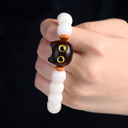 Bodhi Seed Sandalwood Lucky Cat Wisdom Bracelet