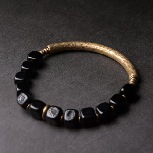 Obsidian Crystal Copper Strength Couple Bracelet