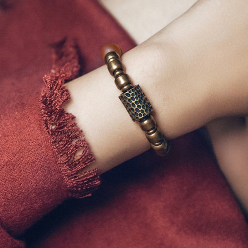 Tibetan Red & Green Agate Copper Confidence Bracelet Tibetan Red & Green Agate Copper Confidence Bracelet