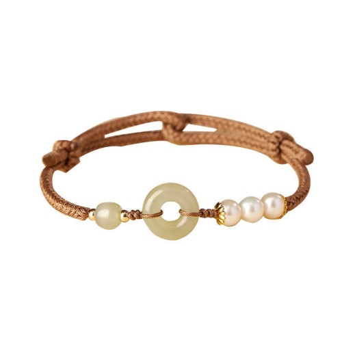Hetian Jade Pearl Peace Luck Bracelet