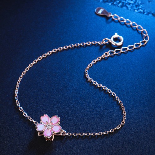 Sterling Silver Cherry Blossom Blessing Bracelet