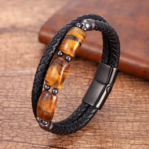 Tiger Eye Protection Willpower Leather Bracelet Tiger Eye Protection Willpower Leather Bracelet