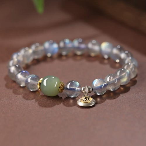 Zodiac Buddha Moonstone Hetian Jade Bracelet Zodiac Buddha Moonstone Hetian Jade Bracelet