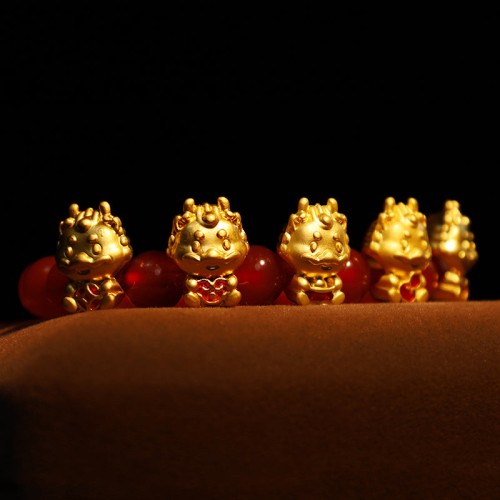 Year of the Dragon Red Agate Copper Coin Fu Character Bracelet Year of the Dragon Red Agate Copper Coin Fu Character Bracelet