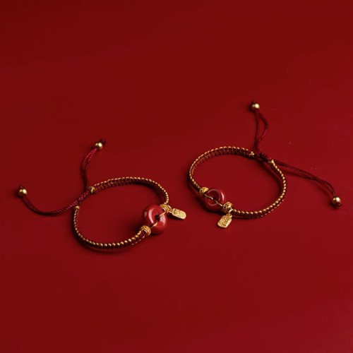 Cinnabar Fu Character Blessing Braided Bracelet Cinnabar Fu Character Blessing Braided Bracelet