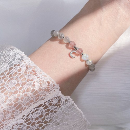 Strawberry Quartz Moonstone Luck Bracelet