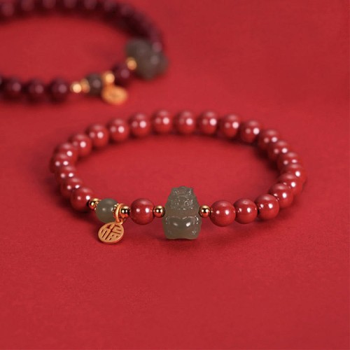 Dragon Year Cinnabar Hetian Jade Ruyi Bracelet Dragon Year Cinnabar Hetian Jade Ruyi Bracelet