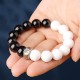 925 Sterling Silver Black Obsidian White Shell Yin Yang Bracelet 925 Sterling Silver Black Obsidian White Shell Yin Yang Bracelet