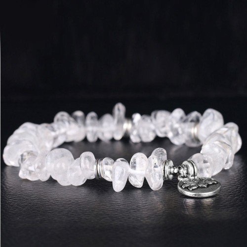 Natural White Crystal Lotus Healing Bracelet