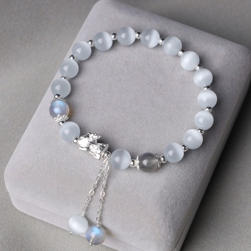 Cat's Eye Moonstone Strawberry Quartz PiXiu Bracelet Cat's Eye Moonstone Strawberry Quartz PiXiu Bracelet