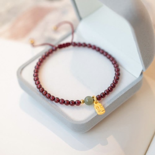 Strawberry Quartz Garnet Jade Fortune Healing Bracelet Strawberry Quartz Garnet Jade Fortune Healing Bracelet
