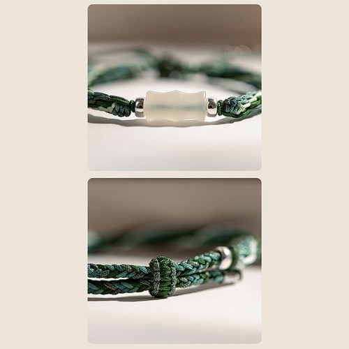 White Jade Bamboo Reincarnation Knot Bracelet White Jade Bamboo Reincarnation Knot Bracelet