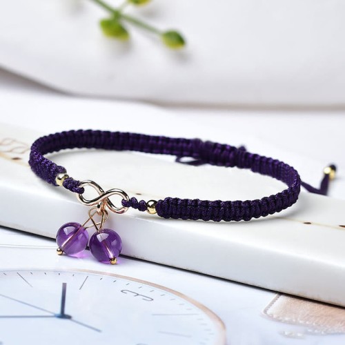 Strawberry Quartz Amethyst Green Phantom Positive Bracelet