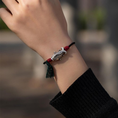 Sterling Silver Luck Koi Fish Braided Bracelet Sterling Silver Luck Koi Fish Braided Bracelet