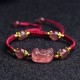 Natural Strawberry Crystal Pixiu Charm Lucky Bracelet