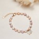 18K Gold Plated Pearl Elephant Zircon Charm Sincerity Bracelet