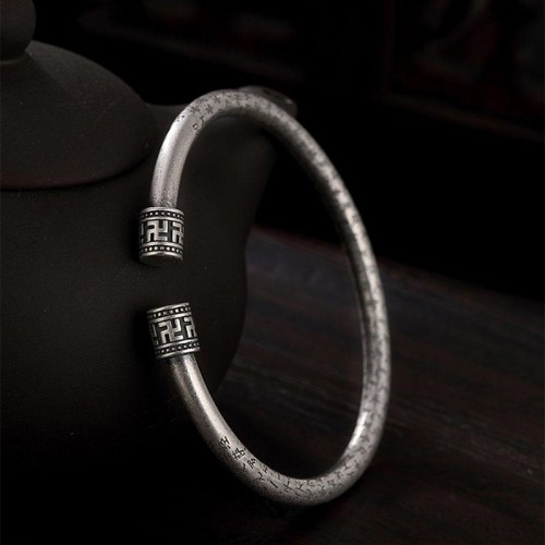 Tibetan Heart Sutra White Copper Luck Bracelet Tibetan Heart Sutra White Copper Luck Bracelet