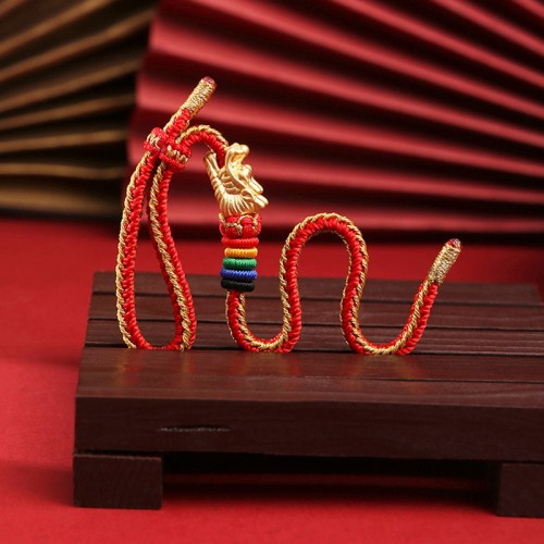 999 Silver Luck Year of the Dragon Colorful Rope Bracelet 999 Silver Luck Year of the Dragon Colorful Rope Bracelet
