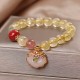Citrine White Jade Strawberry Quartz Charm Bracelet