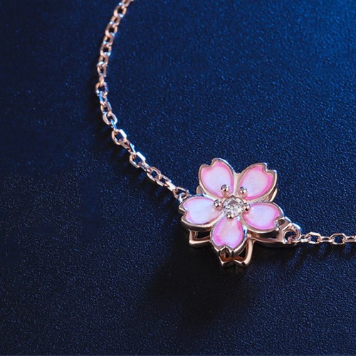 Sterling Silver Cherry Blossom Blessing Bracelet