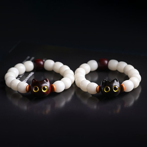 Bodhi Seed Sandalwood Lucky Cat Wisdom Bracelet