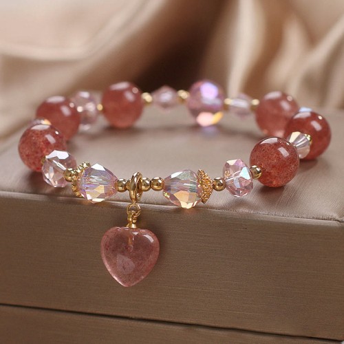 Strawberry Quartz Love Heart Healing Bracelet