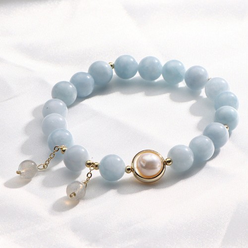 Aquamarine Pearl Moonstone Charm Bracelet Aquamarine Pearl Moonstone Charm Bracelet