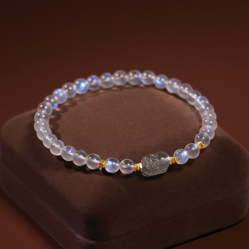 925 Sterling Silver Gold Plated Moonstone PiXiu Bracelet 925 Sterling Silver Gold Plated Moonstone PiXiu Bracelet