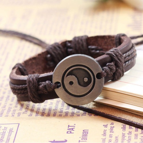 Retro Yin Yang Leather Harmony Bracelet