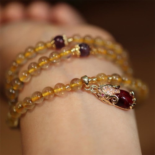 Citrine Amethyst PiXiu Prosperity Bracelet