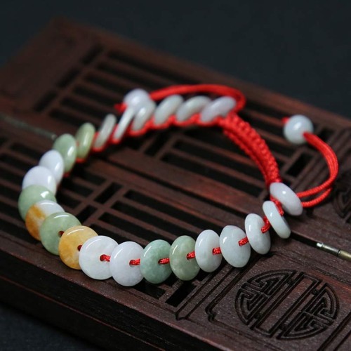 Round Jade Lucky Red String Weave Bracelet Round Jade Lucky Red String Weave Bracelet