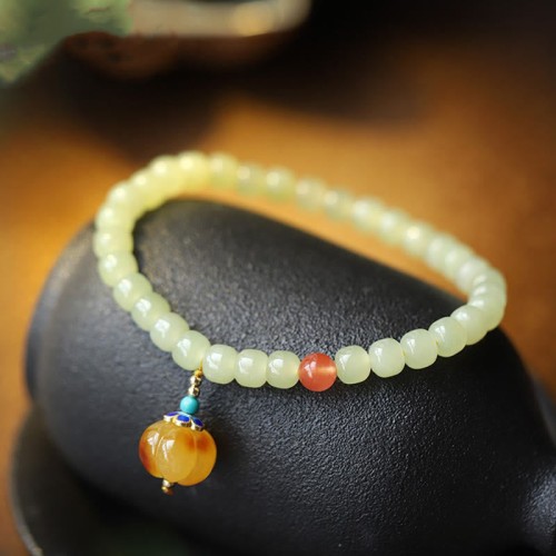 Hetian Jade Pumpkin Amber Red Agate Prosperity Bracelet Hetian Jade Pumpkin Amber Red Agate Prosperity Bracelet