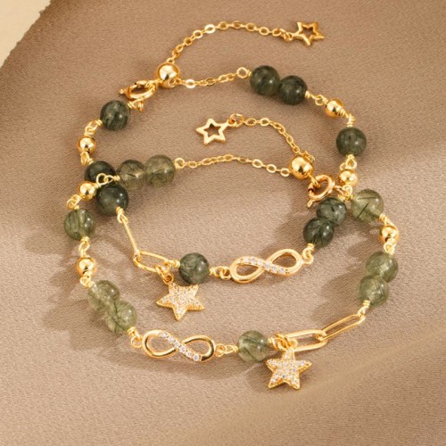 14K Gold Green Rutilated Quartz Eternal Love Bracelet 14K Gold Green Rutilated Quartz Eternal Love Bracelet