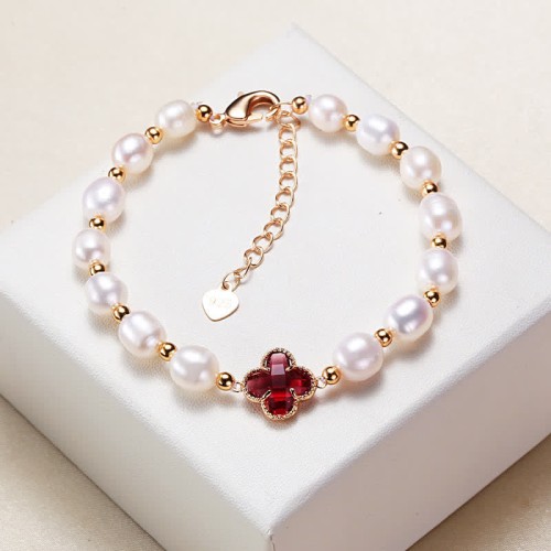 Pearl Four Leaf Clover Wealth Bracelet Pearl Four Leaf Clover Wealth Bracelet