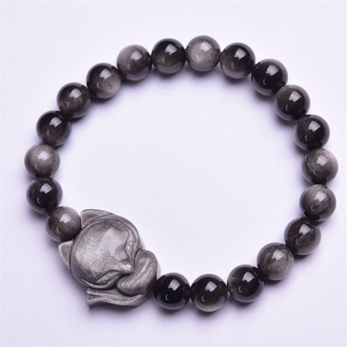 Silver Sheen Obsidian Fox Protection Bracelet Silver Sheen Obsidian Fox Protection Bracelet