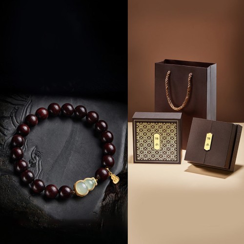 Red Sandalwood Gourd Jade Calm Bracelet