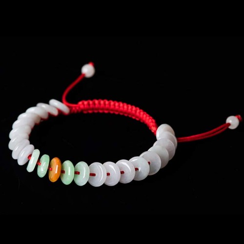 Round Jade Lucky Red String Weave Bracelet Round Jade Lucky Red String Weave Bracelet