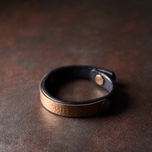 Vintage Handmade Copper Brass Leather Wealth Bracelet Vintage Handmade Copper Brass Leather Wealth Bracelet