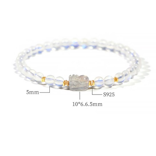 925 Sterling Silver Gold Plated Moonstone PiXiu Bracelet 925 Sterling Silver Gold Plated Moonstone PiXiu Bracelet